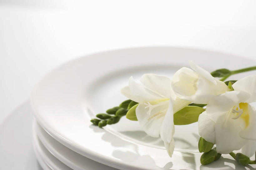 无人,横图,俯视,室内,特写,白天,白色背景,纯洁,餐具,叶子,一排,许多,阴影,朦胧,模糊,整齐,盛开,反射,碟子,盘,影子,绿叶,小苍兰,很多,花蕾,花,花瓣,花朵,鲜花,排列,白色,盘子,碟,花苞,花蕊,嫩叶,摄影,影棚,堆,队列,清香,浓情,麦兰,小菖兰,雪兰,洋晚香玉,叶,叶片,彩图,高角度拍摄,影棚拍摄,拍摄