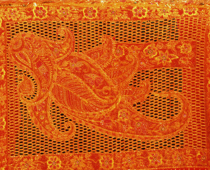 无人,横图,室内,特写,白天,正面,静物,花纹,纹路,布,图案,纹理,布纹,橙色,布匹,肌理,彩图