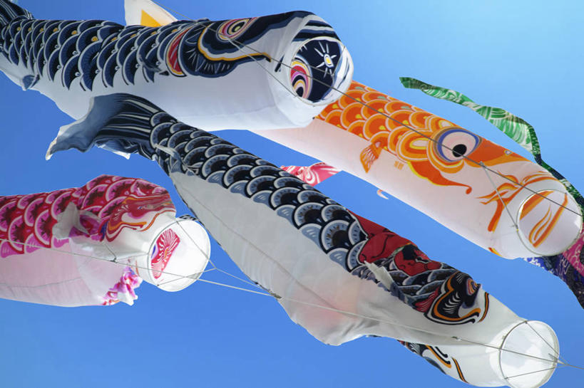 无人,横图,室外,特写,白天,仰视,静物,旗帜,日本,阴影,节日,庆祝,飘扬,光线,鲤鱼旗,影子,文化,旗子,蓝色,蓝天,天空,阳光,天,祈福,庆典,晴朗,纪念,飘逸,祈求,飞扬,万里无云,旌旗,旗号,鲤鱼节,男孩节,日本男孩节,子供之日,鲤帜,晴空,晴空万里,彩图,低角度拍摄