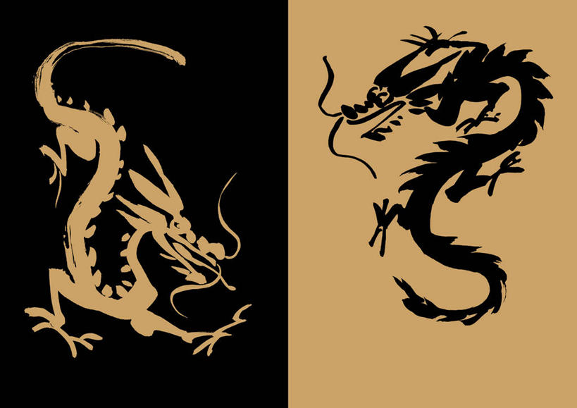 无人,横图,插画,室内,白天,正面,成功,数码,科技,阴影,网络,龙,褐色,高光,几何,计算机图形,合成,图画,画,黑色,两只,电脑合成图,数码合成图,合成图,高贵,图腾,传说,漫画,写实,具体,具象,祥瑞,灵兽,权势,尊荣,幸运,彩图,全身