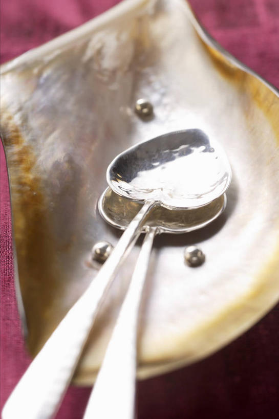 无人,竖图,俯视,室内,特写,白天,餐桌,桌子,静物,餐具,阴影,反射,碟子,盘,影子,柱子,勺子,两个,盘子,调羹,碟,汤匙,摄影,影棚,餐台,彩图,高角度拍摄,影棚拍摄,拍摄