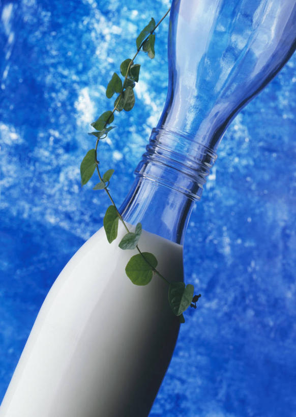 牛奶,无人,竖图,室内,特写,白天,正面,叶子,阴影,蓝色背景,反射,影子,绿叶,饮品,营养,玻璃制品,饮料,白色,玻璃瓶,瓶子,嫩叶,摄影,影棚,乳制品,奶,牛乳,安神,叶,叶片,彩图,影棚拍摄,拍摄