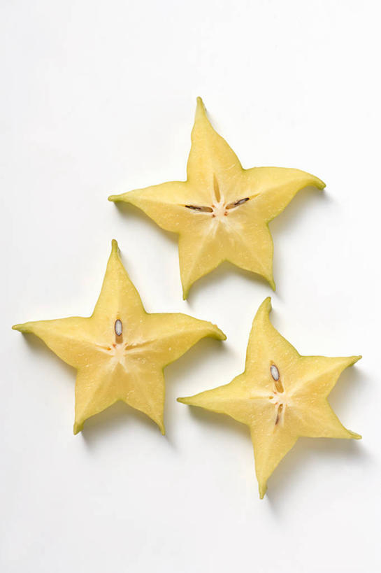 无人,竖图,俯视,室内,特写,白天,白色背景,餐桌,桌子,水果,阴影,新鲜,反射,影子,星星,生食,食品,果实,食物,三个,杨桃,星形,摄影,有机食品,绿色食品,影棚,餐台,五敛子,三廉子,阳桃,洋桃,横截面,剖面,五角形,截面,截面图形,五角星,彩图,高角度拍摄,影棚拍摄,拍摄