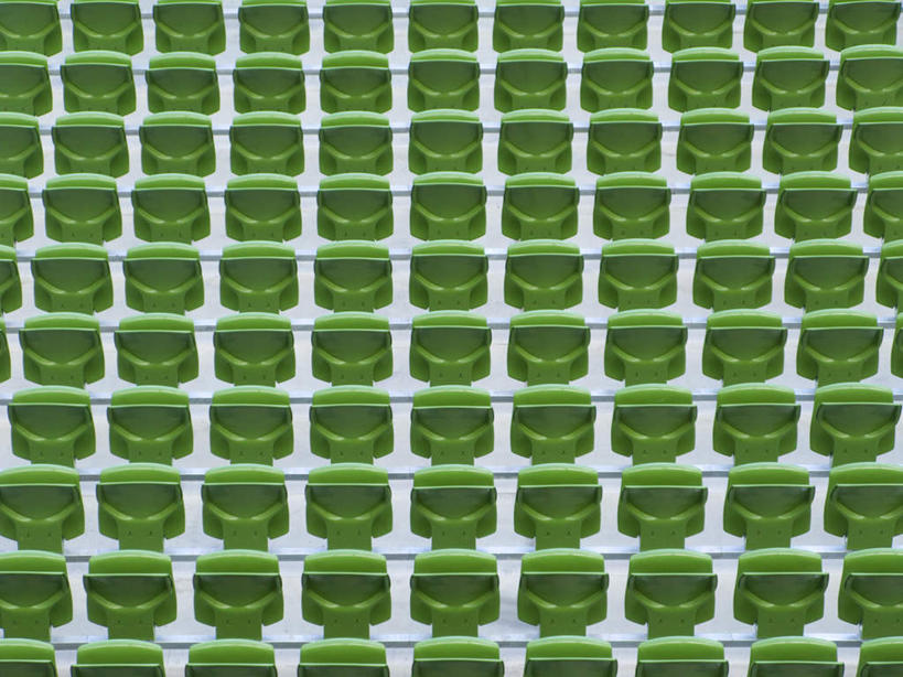 无人,体育馆,运动场,横图,室外,白天,正面,一排,许多,整齐,并列,并排,很多,体育场,座位,排列,绿色,队列,平行,运动馆,坐位,彩图