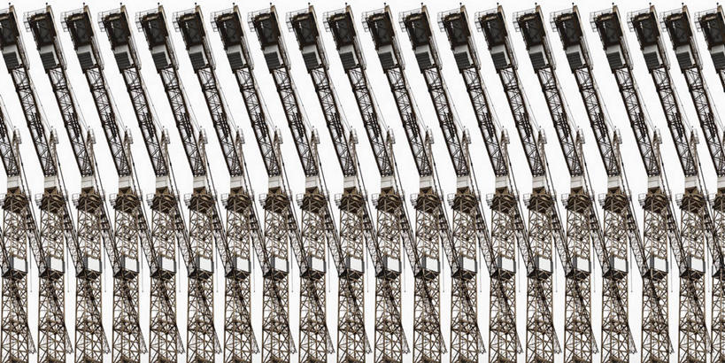 无人,横图,室外,白天,正面,技术,建筑,一排,整齐,并列,并排,设备,排列,施工,机械,起重机,工程,队列,平行,彩图