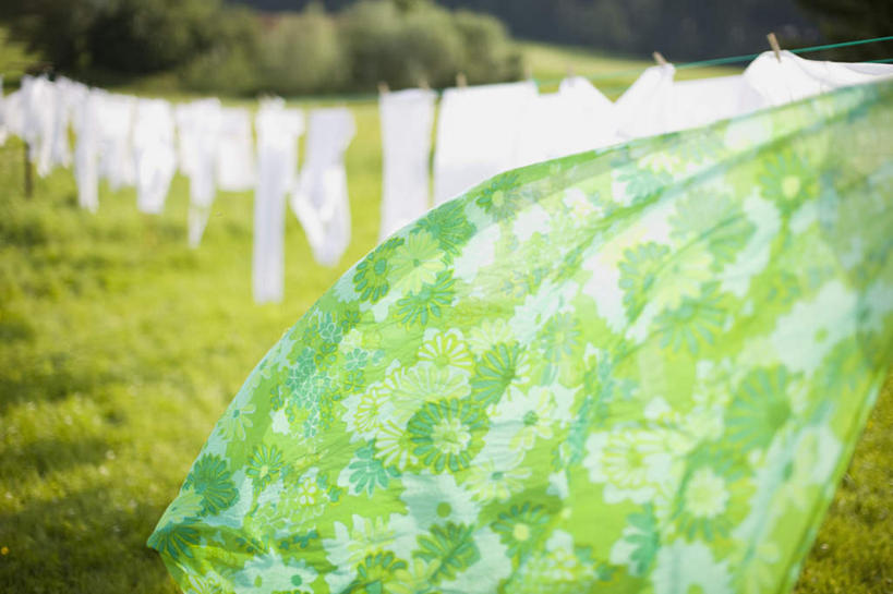 无人,横图,室外,白天,正面,草地,草坪,植物,一排,吊挂,晾晒,悬挂,阴影,花纹,服装,朦胧,模糊,整齐,装饰,光线,木制,丝巾,图案,影子,床单,挂,草,树,树木,排列,衣服,绿色,白色,阳光,自然,夹子,晾衣绳,木制品,绳子,服饰,生长,成长,华丽,点缀,被单,衣着,穿着,队列,衣夹,衬托,美观,雅致,雅观,衣饰,彩图