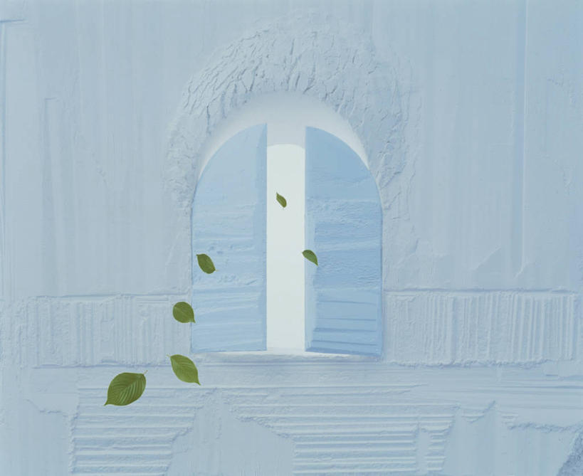 无人,横图,室内,白天,正面,数码,科技,门,叶子,阴影,网络,墙,绿叶,高光,几何,计算机图形,合成,墙壁,墙面,白色,门框,打开,嫩叶,电脑合成图,数码合成图,开启,合成图,下降,降落,写实,具体,具象,降低,下跌,下落,叶,叶片,彩图