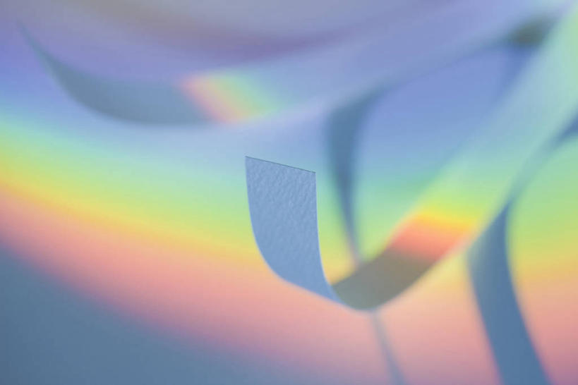 无人,横图,室内,特写,白天,正面,彩虹,静物,阴影,灰色背景,朦胧,模糊,反射,丝绸,丝带,影子,缎带,绸带,摄影,影棚,虹,虹桥,七彩虹,天虹,彩图,影棚拍摄,拍摄