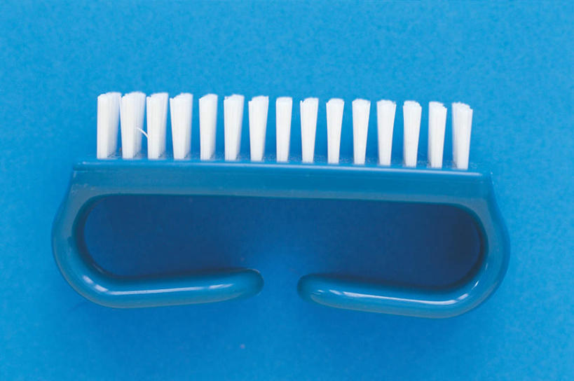 无人,横图,俯视,室内,特写,白天,静物,阴影,蓝色背景,光线,影子,一个,化妆刷,刷子,摄影,影棚,单个,美容工具,指甲刷,化妆工具,彩图,高角度拍摄,影棚拍摄,拍摄