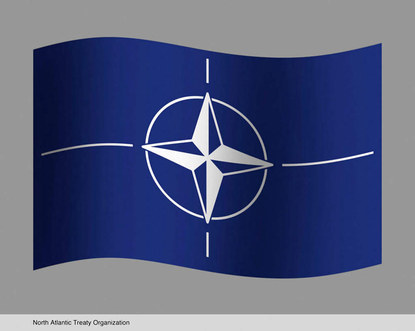 无人,横图,插画,室内,特写,白天,正面,数码,科技,旗帜,国旗,一面,阴影,灰色背景,网络,圆形,高光,几何,计算机图形,四边形,合成,图画,画,电脑合成图,数码合成图,漫画,北约,北大西洋公约组织,写实,具体,具象,北约组织,旗,彩图