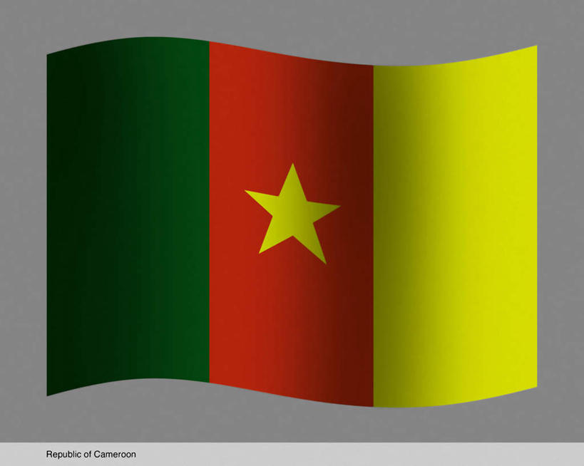 无人,横图,插画,室内,白天,正面,数码,科技,旗帜,国旗,非洲,喀麦隆,一面,阴影,灰色背景,条纹,曲折,弯曲,光线,网络,影子,星星,高光,几何,计算机图形,合成,图画,画,一个,黄色,红色,绿色,星形,蜿蜒,单个,电脑合成图,数码合成图,漫画,五角形,写实,具体,具象,阿非利加洲,喀麦隆共和国,旗,五角星,彩图