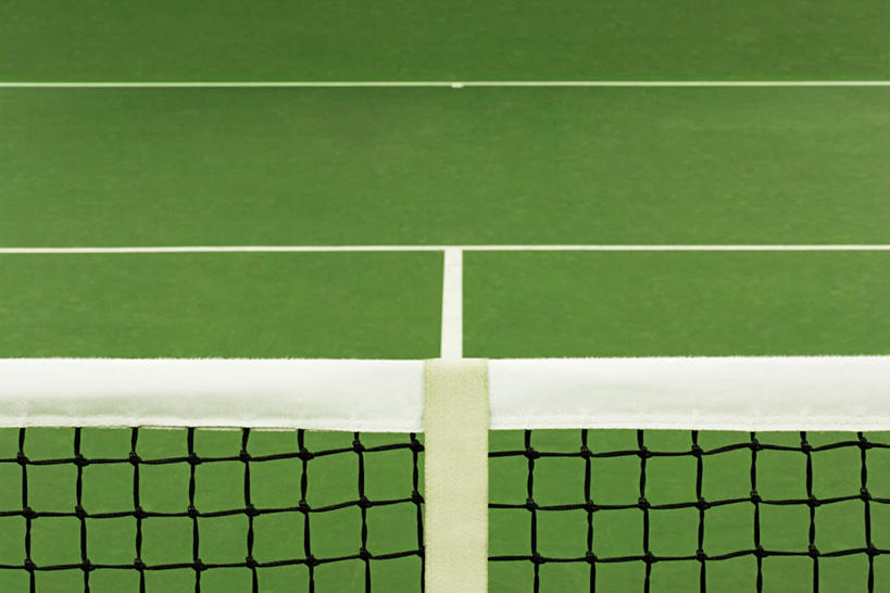 无人,体育馆,运动场,横图,俯视,室内,特写,白天,网状,方格,格子,球场,网球场,球网,分界线,体育场,白色,田径场,运动馆,羽毛球球网,羽毛球网,彩图,高角度拍摄