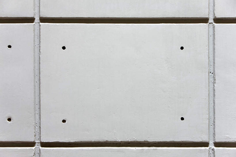 无人,横图,室外,特写,白天,正面,一排,许多,整齐,瓷砖,方格,墙,墙壁,墙面,排列,白色,圆孔,队列,凹槽,彩图