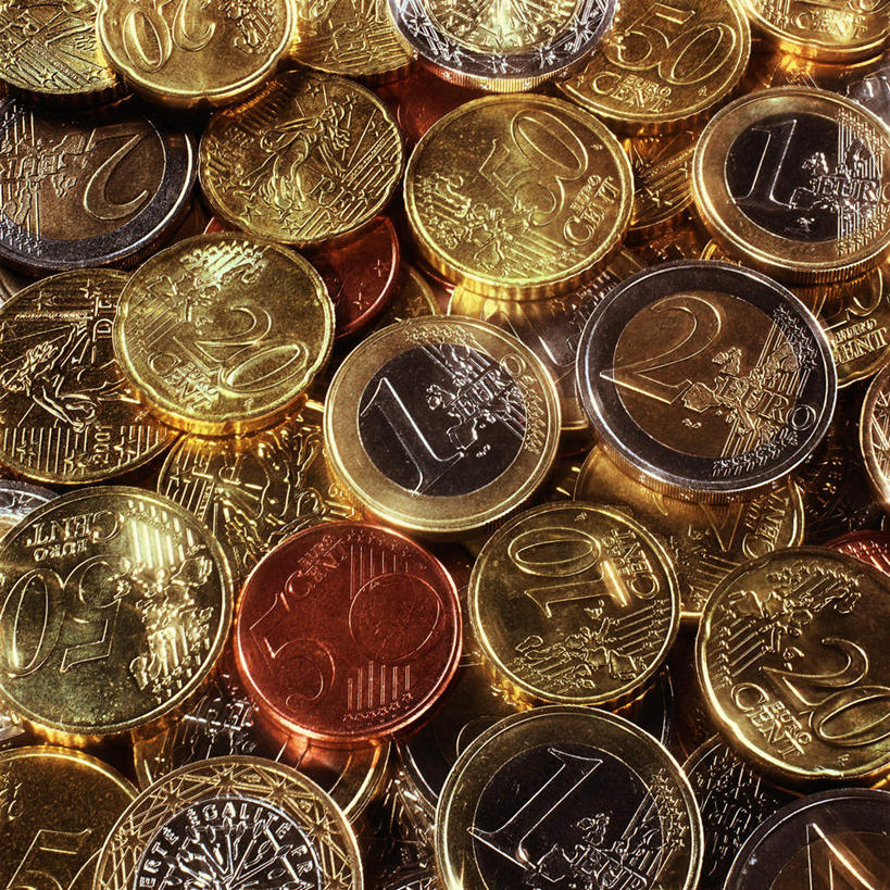 无人,方图,俯视,室内,特写,白天,钱,静物,一堆,许多,堆叠,堆积,钱币,欧元,金融,经济,堆,流通,贸易,货币,现金,硬币,彩图,高角度拍摄