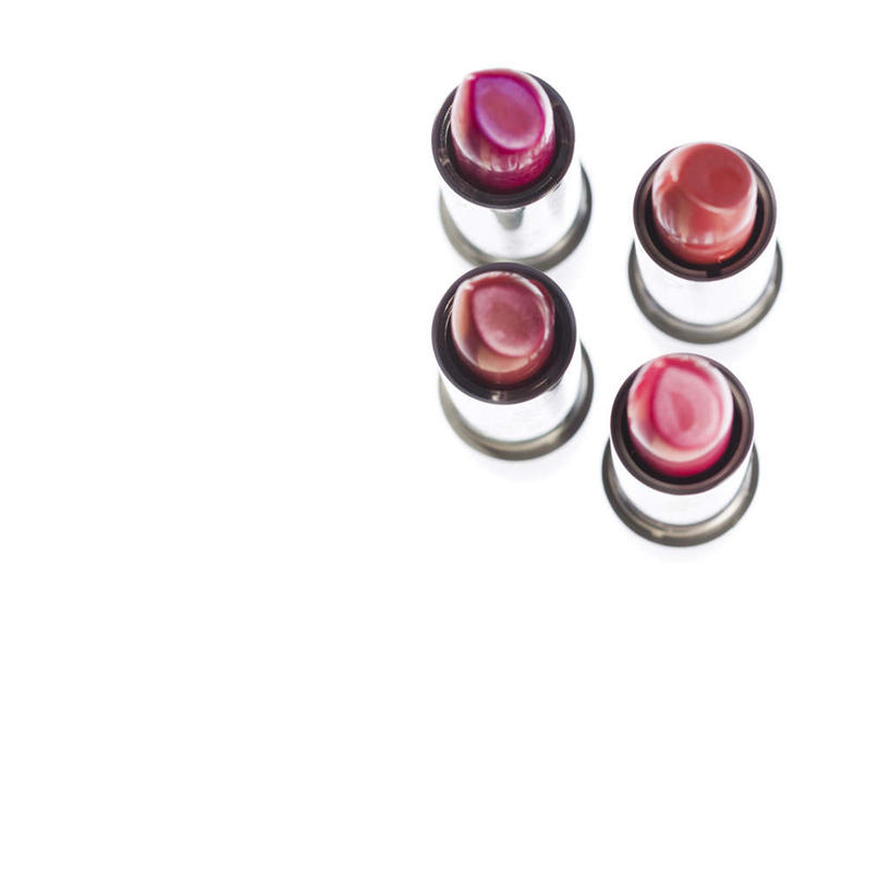 无人,方图,俯视,室内,特写,白天,白色背景,静物,一排,整齐,排列,唇膏,化妆品,口红,四个,摄影,影棚,化妆用品,队列,唇棒,彩图,高角度拍摄,影棚拍摄,拍摄