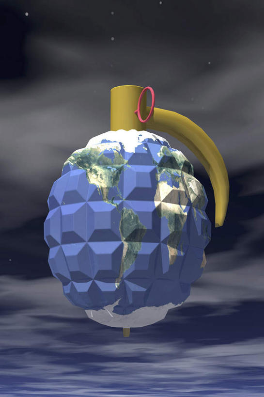 无人,竖图,室内,特写,白天,正面,数码,科技,海洋,炸弹,地图,阴影,网络,纹路,纹理,世界地图,陆地,乌云,云,阴天,云朵,高光,几何,计算机图形,合成,云彩,一个,天空,天,武器,国家,单个,电脑合成图,数码合成图,大陆,世界,昏暗,威胁,阴沉,合成图,弹药,大洋洲,版图,肌理,写实,具体,具象,手榴弹,弹体,引信,危险,彩图