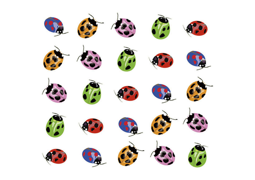 无人,横图,插画,室内,白天,白色背景,正面,数码,科技,瓢虫,一排,一群,许多,阴影,整齐,并排,网络,昆虫,斑点,甲壳虫,高光,几何,计算机图形,合成,图画,画,排列,动物,五颜六色,电脑合成图,数码合成图,队列,漫画,写实,具体,具象,彩图