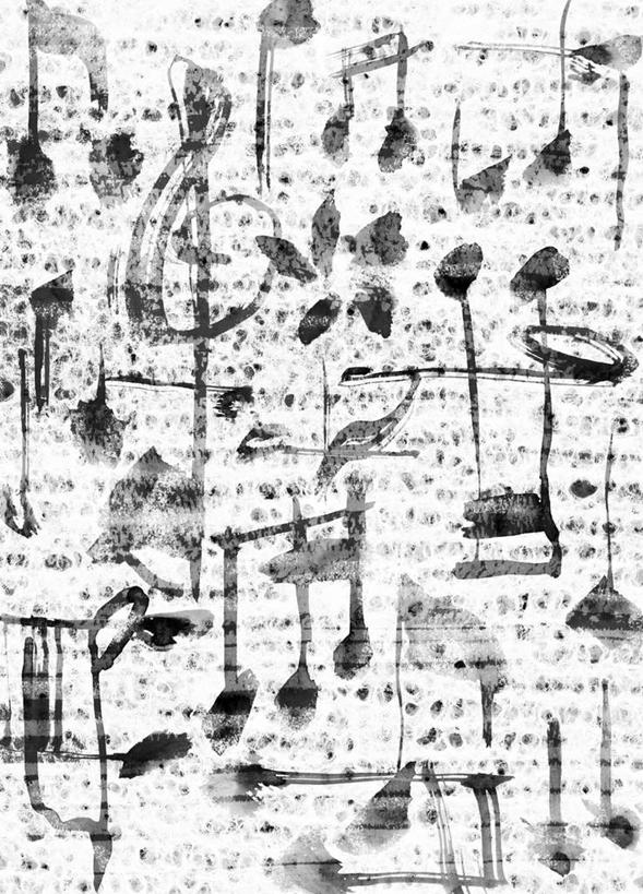 无人,竖图,插画,室内,白天,白色背景,正面,数码,科技,阴影,网络,墨水,斑点,高光,几何,计算机图形,音乐,合成,图画,画,白色,黑色,灰色,电脑合成图,数码合成图,节拍,乐符,音符,漫画,符头,符干,符尾,乐章,写实,具体,具象,彩图