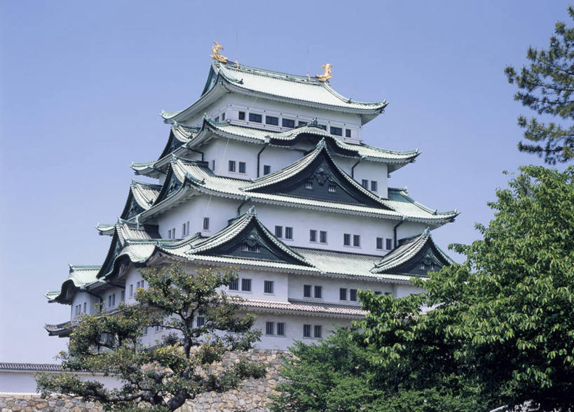 无人,横图,室外,白天,仰视,旅游,度假,名胜古迹,植物,标志建筑,地标,建筑,爱知县,名古屋,日本,亚洲,阴影,遗迹,光线,影子,堡垒,城堡,古迹,文物,娱乐,建设,古建筑,树,树木,蓝色,绿色,蓝天,天空,阳光,自然,天,享受,休闲,旅游胜地,放松,生长,晴朗,成长,要塞,古文明,东亚,本州,万里无云,本州岛,日本国,中部地方,爱知,县厅,名古屋市,设防,晴空,晴空万里,彩图,低角度拍摄,名古屋城