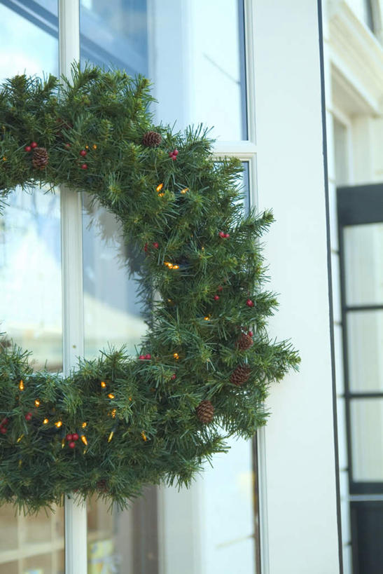 无人,家,竖图,室外,特写,白天,正面,植物,门,照明,圣诞节,悬挂,节日,庆祝,装饰,彩灯,花环,房屋,屋子,灯光,坚果,果实,松果,文化,楼房,住宅,绸带,灯,装饰品,树枝,黄色,绿色,工艺品,灯具,门框,干果,庆典,花灯,纪念,华丽,修饰,圣诞花环,照亮,点缀,松塔,照明设备,衬托,美观,雅致,雅观,圣诞圈,彩图,房子