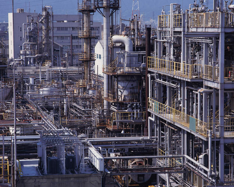 无人,工厂,横图,室外,白天,正面,化工厂,日本,亚洲,阴影,光线,影子,云,云朵,云彩,管道,蓝色,白云,蓝天,天空,阳光,天,炼油厂,工业,晴朗,东亚,日本国,晴空,彩图,工地,制造厂