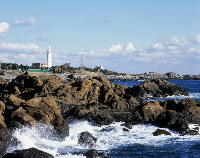 无人,横图,室外,白天,正面,旅游,度假,海浪,海洋,石头,美景,日本,亚洲,石子,景观,浪花,水平线,灯塔,塔楼,海平线,千叶县,娱乐,自然,海水,享受,休闲,景色,放松,自然风光,海景,东亚,本州,关东地方,本州岛,日本国,千叶,大海,风浪,海,海水的波动,近岸浪,石块,岩石,涌浪,彩图