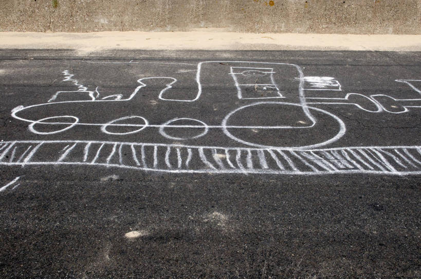 无人,横图,俯视,室外,特写,白天,绘画,道路,路,公路,火车,阴影,艺术,光线,影子,交通,古典,文化,车,阳光,工艺品,交通工具,品味,美术,高雅,载具,粉笔画,美学,马路,彩图,高角度拍摄,彩色粉画笔,粉画,色粉画