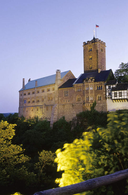 无人,竖图,室外,白天,正面,旅游,度假,石头,植物,标志建筑,地标,建筑,路灯,照明,德国,欧洲,阴影,光线,石子,影子,堡垒,城堡,墙,灯光,娱乐,建设,墙壁,墙面,灯,树,树木,蓝色,绿色,蓝天,天空,自然,天,享受,休闲,旅游胜地,放松,生长,晴朗,成长,照亮,照明设备,西欧,要塞,万里无云,德意志联邦共和国,瓦特古堡,设防,埃森纳赫,艾森纳赫,石块,晴空,晴空万里,彩图,图林根州