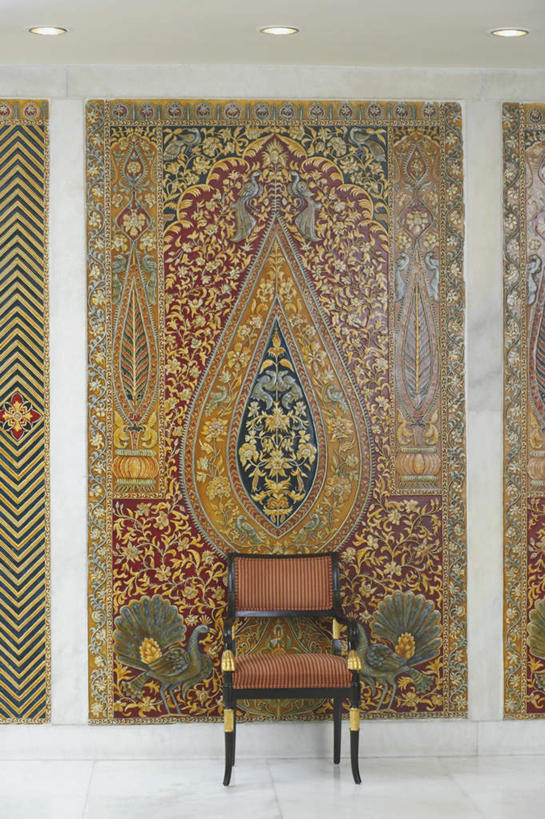 无人,竖图,室内,白天,正面,绘画,椅子,花纹,节日,艺术,装饰,图案,墙,文化,壁画,墙壁,墙面,祈祷,健康,许愿,宗教,信仰,纪念,华丽,修饰,祈求,点缀,衬托,美观,雅致,雅观,平安,画画,彩图