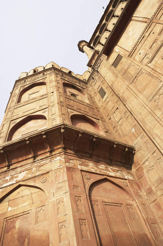 无人,家,宫殿,竖图,室外,白天,仰视,旅游,度假,名胜古迹,标志建筑,地标,建筑,印度,亚洲,遗迹,房屋,屋子,古迹,文物,娱乐,建设,古建筑,楼房,住宅,蓝色,蓝天,天空,天,享受,休闲,旅游胜地,放松,晴朗,古堡,南亚,古文明,万里无云,印度共和国,北方邦,阿格拉堡,阿格拉红堡,红堡,晴空,晴空万里,彩图,低角度拍摄,房子