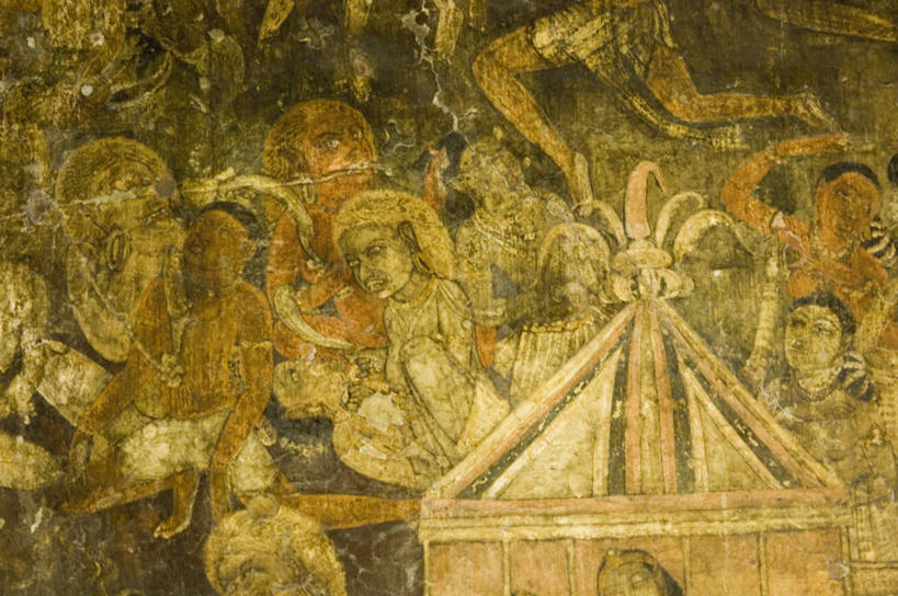 无人,横图,室内,特写,白天,正面,旅游,度假,绘画,名胜古迹,标志建筑,地标,建筑,印度,亚洲,节日,遗迹,艺术,装饰,墙,古迹,文化,文物,娱乐,建设,古建筑,壁画,墙壁,墙面,祈祷,享受,休闲,健康,旅游胜地,放松,许愿,宗教,信仰,纪念,华丽,修饰,祈求,点缀,基督教,天主教,修道院,南亚,信念,古文明,印度共和国,衬托,美观,雅致,雅观,马哈拉施特拉邦,神学院,修院,隐修院,阿旃陀,平安,画画,彩图