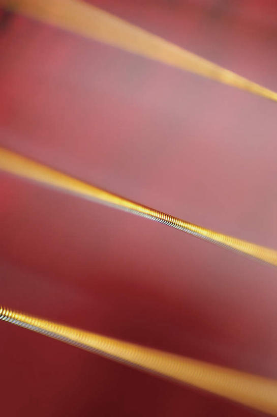 无人,竖图,俯视,室内,特写,白天,微距,静物,三根,一把,阴影,朦胧,模糊,反射,影子,吉他,乐器,弦乐器,红色,琴弦,弹拨弦鸣乐器,彩图,高角度拍摄,微距摄影,弹拨弦乐器