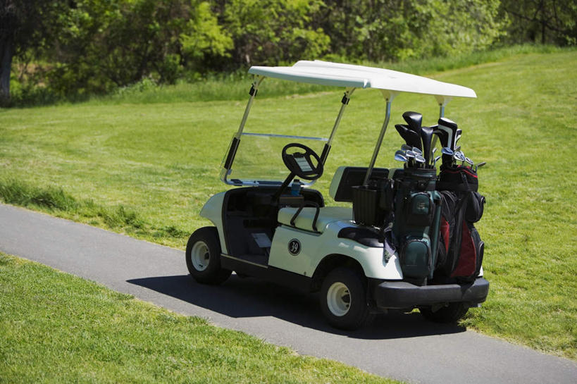 无人,横图,室外,白天,正面,草地,草坪,植物,道路,路,两辆,阴影,光线,高尔夫,高尔夫球,影子,小路,交通,草,树,树木,绿色,阳光,自然,交通工具,生长,成长,高尔夫球杆,载具,高尔夫车,高尔夫运动,高尔夫球具,高尔夫球车,高尔夫观光车,高尔夫用品,彩图