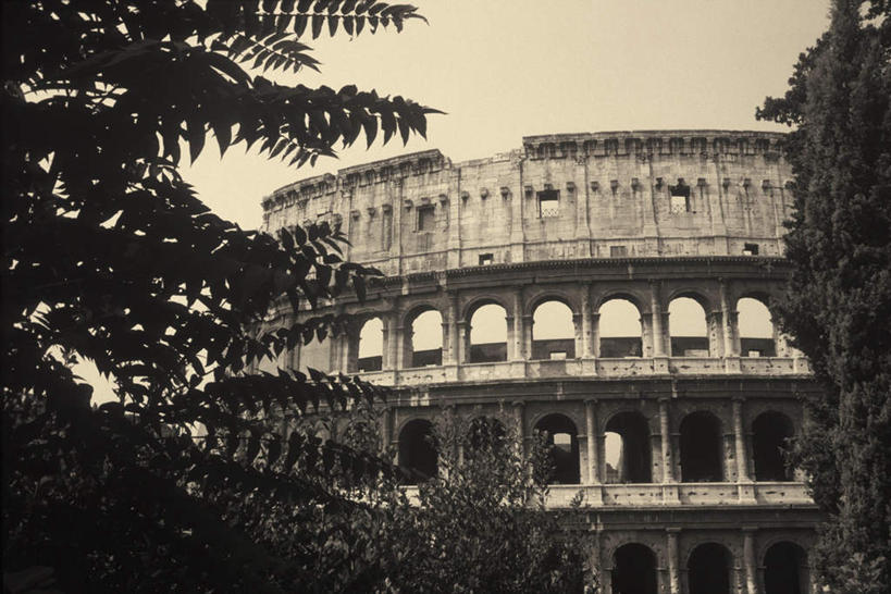 无人,横图,室外,白天,正面,旅游,度假,名胜古迹,植物,标志建筑,地标,建筑,意大利,欧洲,罗马,一排,许多,遗迹,整齐,拱门,首都,古迹,文物,娱乐,建设,古建筑,树,树木,排列,绿色,自然,享受,休闲,旅游胜地,放松,生长,成长,队列,南欧,罗马竞技场,老照片,古文明,意大利共和国,罗马斗兽场,哥罗塞姆,古罗马圆形大剧场,科洛西姆,罗马大角斗场,罗马圆形竞技场,旧照,彩图