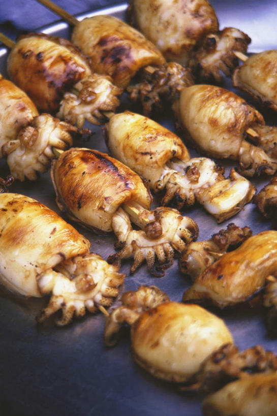 海鲜,无人,竖图,俯视,室内,特写,白天,烧烤,乌贼,一排,许多,整齐,并列,并排,烤架,烤肉,很多,水产,海洋生物,无脊椎动物,排列,铁架,队列,水生动物,海产品,平行,水生物,海底动物,乌鲗,乌鱼,无脊椎非鱼类,墨鱼,墨斗鱼,花枝,彩图,高角度拍摄