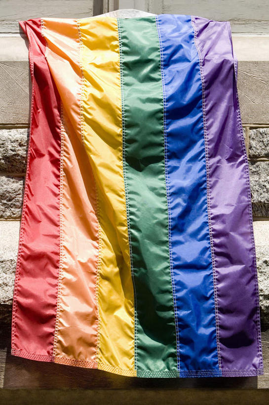 无人,家,竖图,彩色,室外,特写,白天,正面,爱情,窗户,静物,旗帜,房屋,墙,屋子,浪漫,旗子,楼房,玻璃窗,墙壁,墙面,住宅,温暖,温馨,恩爱,恋人,和睦,同性恋,旌旗,旗号,情侣,彩图,房子,彩虹旗,伴侣,融洽