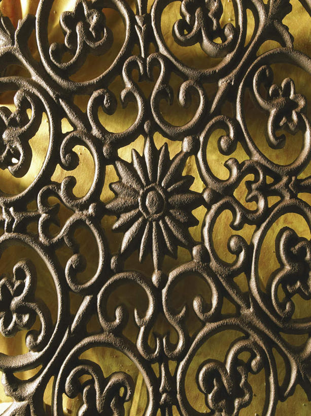 无人,栏杆,竖图,室内,特写,白天,正面,金属制品,阴影,花纹,朦胧,模糊,装饰,反射,金属,影子,围栏,护栏,华丽,修饰,点缀,斑纹,衬托,美观,雅致,雅观,彩图