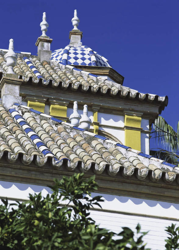 无人,家,竖图,室外,白天,仰视,度假,美景,植物,城市风光,城市,建筑,西班牙,欧洲,阴影,光线,瓦片,影子,房屋,墙,屋顶,屋子,景观,公寓,顶棚,瓦,娱乐,洋房,楼房,安达卢西亚,塞维利亚,墙壁,墙面,住宅,树,树木,蓝色,绿色,蓝天,天空,阳光,自然,天,享受,休闲,景色,放松,建造,生长,晴朗,成长,南欧,安达鲁西亚,屋瓦,万里无云,首府,西班牙王国,安达卢西亚自治区,晴空,晴空万里,彩图,低角度拍摄,房子