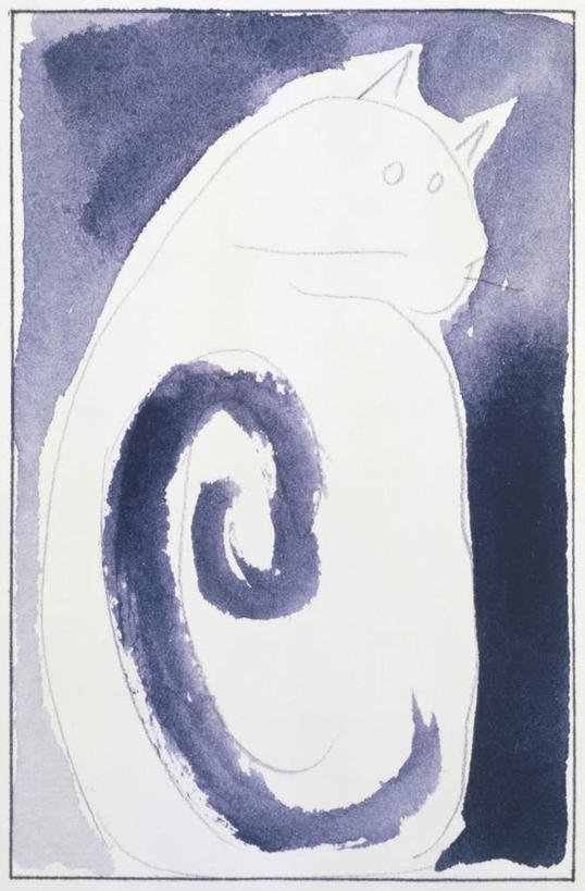 无人,坐,竖图,室内,白天,绘画,宠物,猫,艺术,古典,文化,一只,背面,动物,工艺品,品味,可爱,美术,水彩,水彩画,高雅,猫咪,美学,坐着,彩图,全身