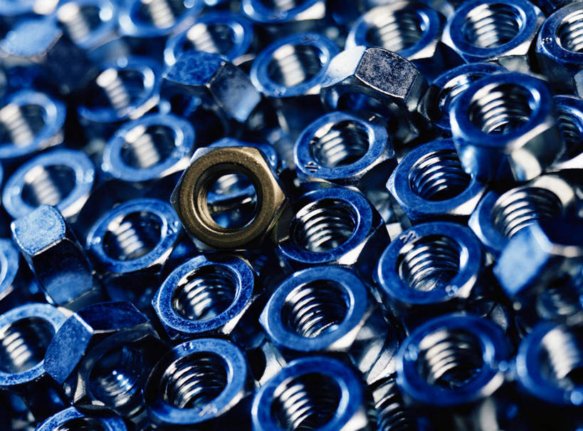 无人,横图,俯视,室内,特写,白天,静物,金属制品,一堆,一排,许多,堆叠,堆积,整齐,金属,螺旋,排列,蓝色,堆,队列,螺栓,螺纹,彩图,高角度拍摄