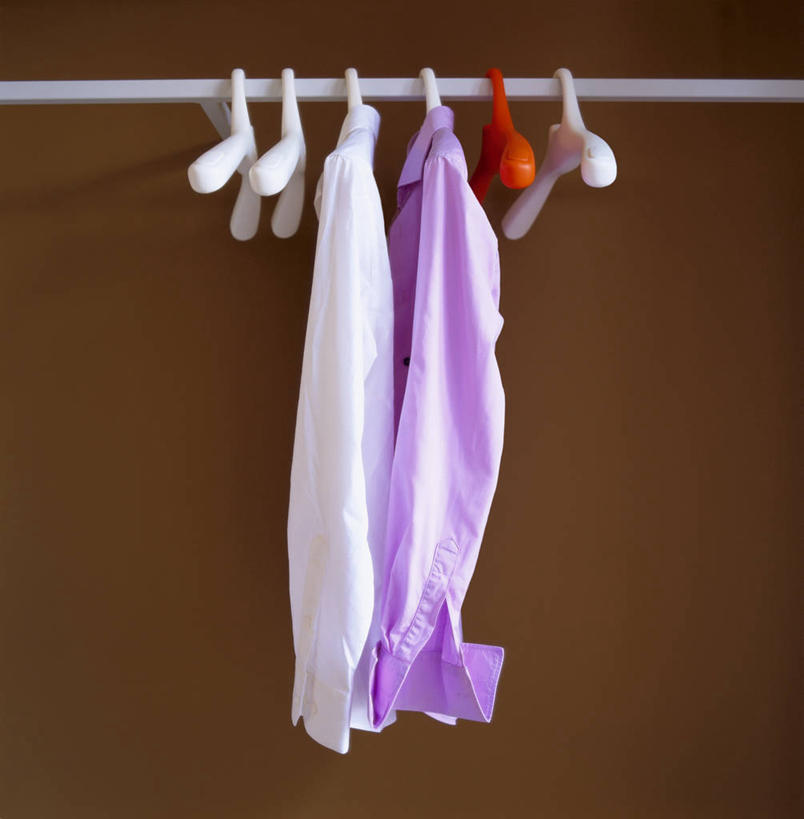 无人,竖图,室内,特写,白天,正面,衬衫,静物,衣架,吊挂,悬挂,阴影,服装,反射,影子,塑料,挂,架子,衣服,紫色,白色,塑料制品,两件,摄影,服饰,影棚,褐色背景,衣着,穿着,衣饰,挂衣架,晾衣架,彩图,影棚拍摄,衬衣,拍摄