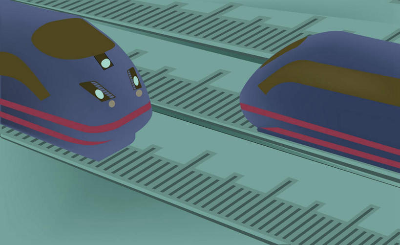 无人,横图,插画,室内,白天,正面,数码,科技,窗户,火车,两辆,一排,阴影,整齐,网络,铁轨,高光,几何,计算机图形,合成,图画,玻璃窗,车,画,排列,车窗,交通工具,电脑合成图,数码合成图,合成图,队列,载具,漫画,写实,具体,具象,彩图