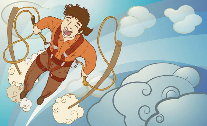 西方人,儿童,一个人,无人,跳,笑,微笑,露齿笑,横图,俯视,插画,室内,白天,锻炼,旅游,度假,纯洁,运动,数码,科技,欧洲,欧洲人,仅一个女性,仅一个人,握,阴影,服装,网络,云,云朵,半空,高光,几何,计算机图形,拿,合成,云彩,图画,拿着,注视,休闲装,娱乐,极限运动,画,小孩,衣服,蓝色,白云,蓝天,天空,天,观察,看,仅一个小孩,享受,休闲,休闲服,放松,可爱,童年,童趣,握着,服饰,晴朗,观看,电脑合成图,数码合成图,察看,合成图,关注,室外运动,蹦极,户外运动,漫画,童真,烂漫,无邪,写实,具体,具象,笨猪跳,高空弹跳,机索跳,天真,女孩,女人,女性,白种人,孩子,晴空,跳跃,彩图,高角度拍摄,全身,健身,女生