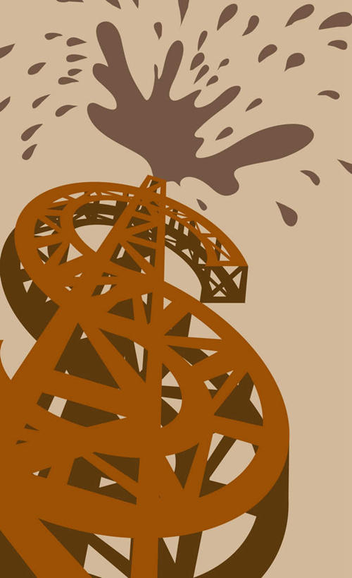 无人,竖图,插画,室内,白天,正面,石油,数码,科技,阴影,光线,网络,标志,影子,字符,字母,高光,几何,计算机图形,合成,图画,标识,画,一个,天空,阳光,天,晴朗,单个,电脑合成图,数码合成图,合成图,下降,降落,漫画,油井,钻井,钻井平台,万里无云,写实,具体,具象,降低,下跌,下落,煤油,美元符号,晴空,晴空万里,彩图