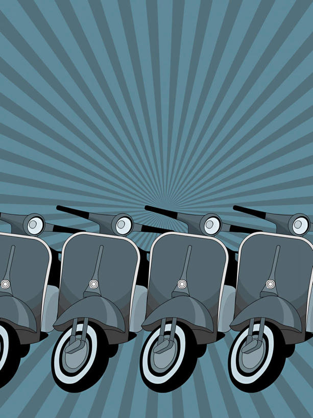 无人,竖图,插画,室内,白天,正面,数码,科技,摩托车,一排,阴影,整齐,网络,线条,高光,几何,计算机图形,合成,图画,车,画,排列,交通工具,电脑合成图,数码合成图,合成图,队列,载具,漫画,四辆,写实,具体,具象,彩图