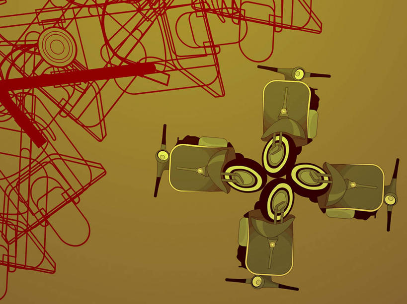 无人,横图,插画,室内,白天,正面,数码,科技,摩托车,阴影,网络,线条,高光,几何,计算机图形,凌乱,合成,图画,车,画,黄色,红色,交通工具,电脑合成图,数码合成图,混乱,合成图,载具,漫画,四辆,写实,具体,具象,纷乱,缭乱,庞杂,彩图