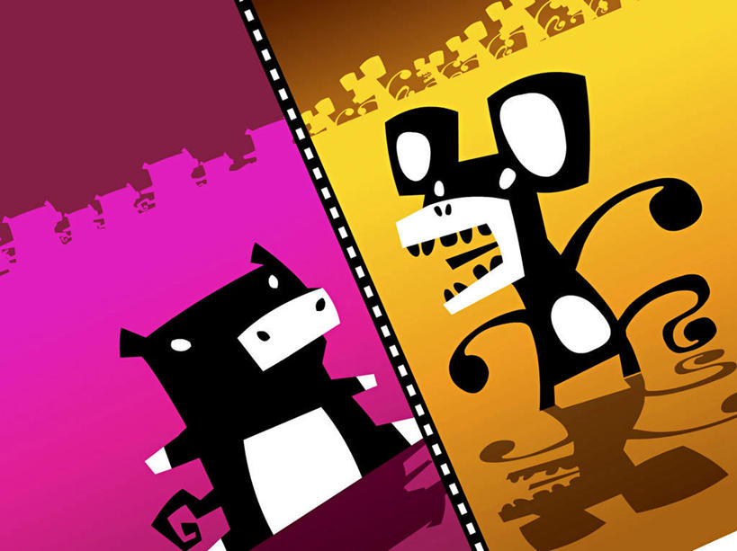 无人,站,横图,插画,室内,白天,正面,数码,科技,哺乳动物,猴,野生动物,猪,猴子,阴影,网络,高光,几何,计算机图形,合成,图画,注视,文化,传统,十二生肖,画,黄色,紫色,黑色,动物,观察,看,站着,张嘴,两只,属相,家畜,可爱,生肖,牲畜,活泼,观看,电脑合成图,数码合成图,察看,合成图,关注,漫画,张大嘴巴,写实,具体,具象,兽历,张开嘴,站立,彩图,全身