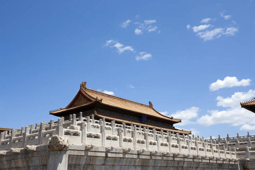 无人,故宫,宫殿,横图,室外,白天,留白,度假,建筑,北京,中国,亚洲,云,首都,古典,宏伟,历史,传统,城墙,蓝色,风景,地标建筑,摄影,城楼,宁静,风格,都市风光,中国文化,东亚,万里无云,彩图,旅行,传统文化,过去