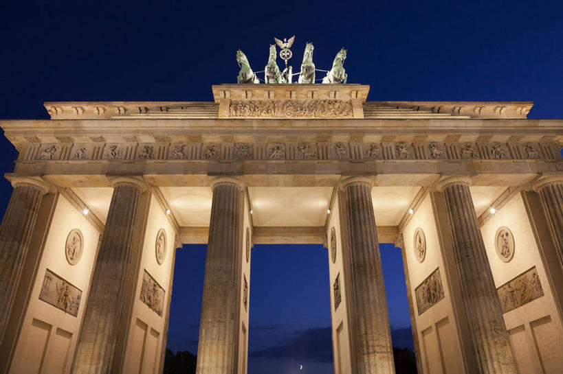 无人,横图,夜晚,建筑,雕塑,德国,欧洲,柱子,首都,图像,历史,柏林,风景,地标建筑,摄影,建造,都市风光,勃兰登堡大门,彩图,旅行,建筑结构