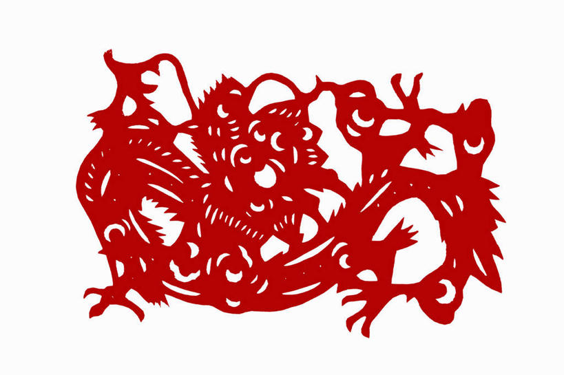 无人,横图,白色背景,神话,艺术,装饰,龙,符号,纸,红色,剪纸,摄影,复杂,中国文化,能力,彩图,影棚拍摄,传统文化